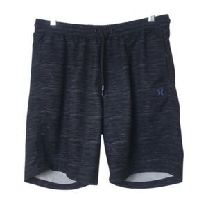 Hurley Mens Athletic Shorts M Black Heather Pockets 8" Inseam Athletic Workout